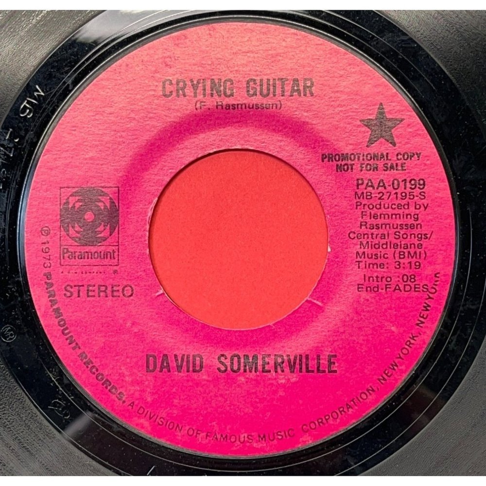 David Somerville Crying Guitar 45 Pop Vocal Promo Paramount 0199